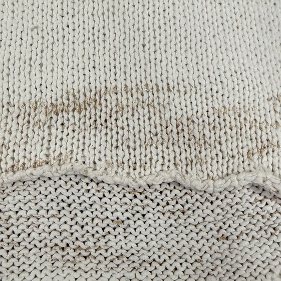 Fabiana Filippi White Gold Cotton Linen Blend Sweater Quiet Luxury XL - Picture 8 of 11